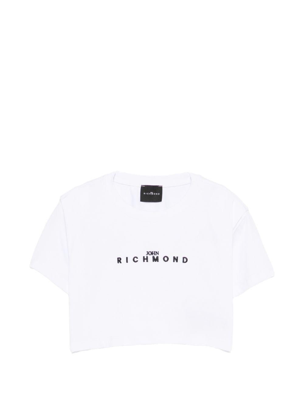 T-shirt per bambina John Richmond Junior bianca modello crop - Rubino Kids