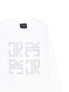 T-shirt per bambina John Richmond Junior bianco con decorazione con strass - Rubino Kids