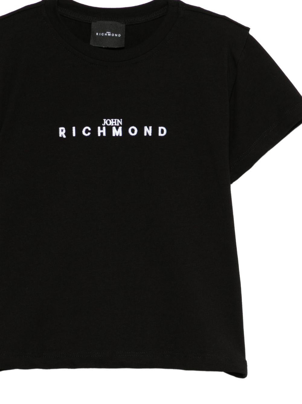 T-shirt per bambina John Richmond Junior nera con dettaglio logo - Rubino Kids