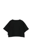 T-shirt per bambina John Richmond Junior nera modello crop - Rubino Kids