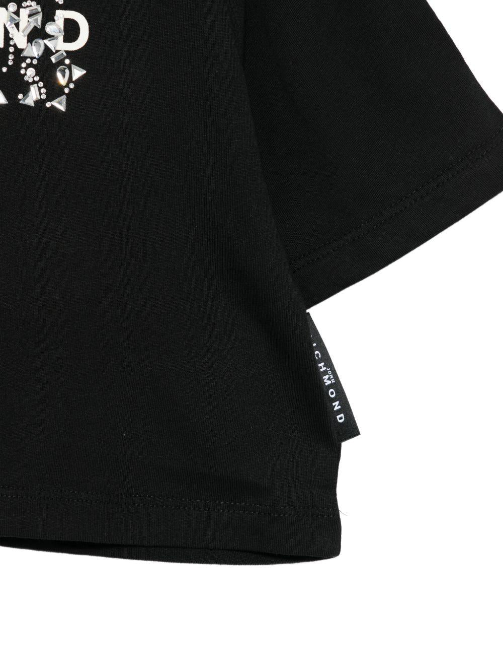 T-shirt per bambina John Richmond Junior nera modello crop - Rubino Kids