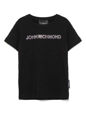 John Richmond Junior Black Logo T-Shirt for Girls