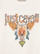 T-shirt per bambina Just Cavalli Kids bianca con ricamo sul davanti - Rubino Kids