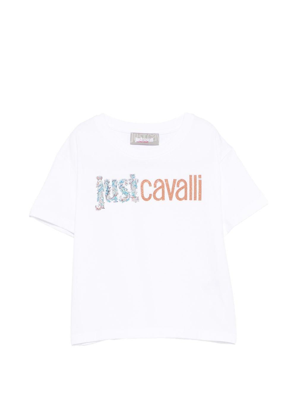 T-shirt per bambina Just Cavalli Kids bianca con stampa grafica - Rubino Kids