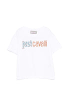 T-shirt per bambina Just Cavalli Kids bianca con stampa grafica - Rubino Kids
