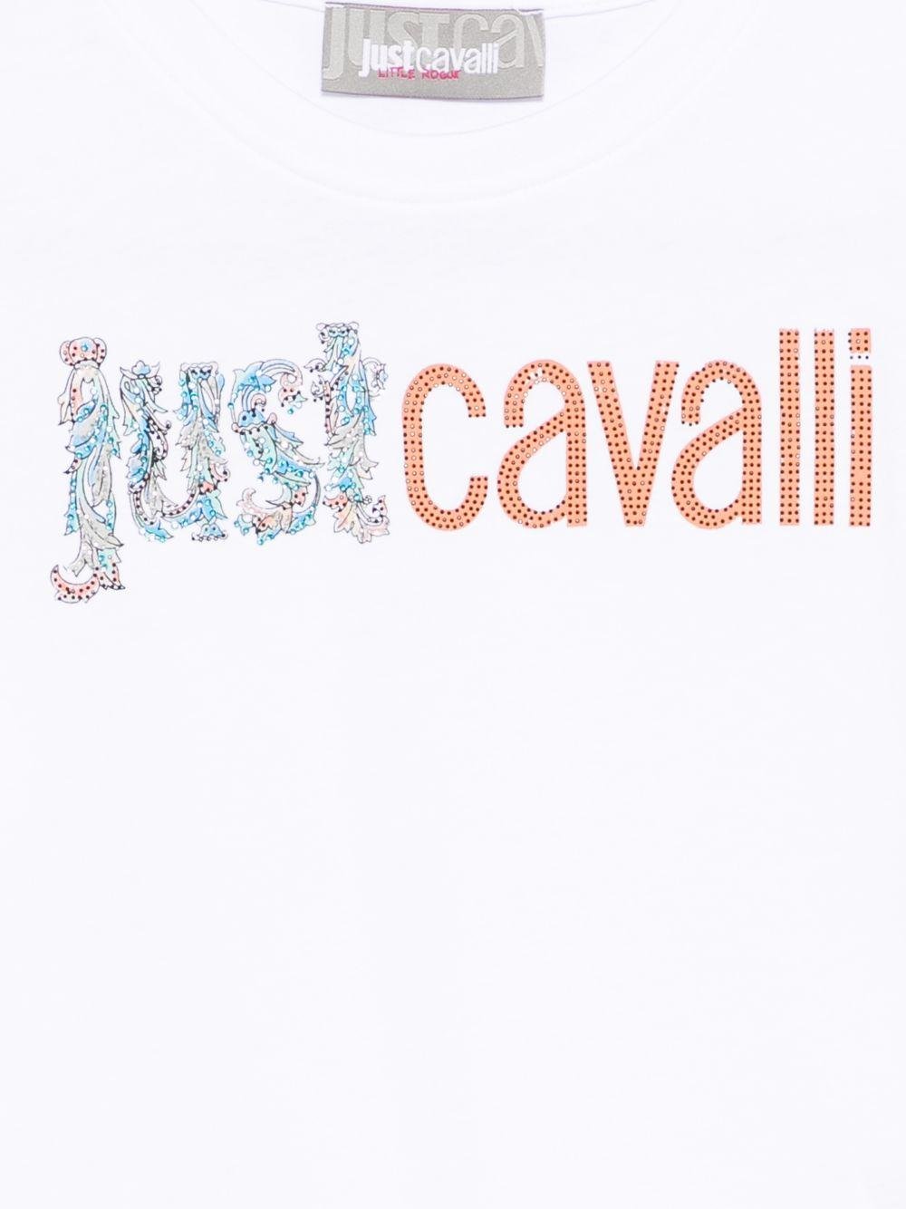T-shirt per bambina Just Cavalli Kids bianca con stampa grafica - Rubino Kids