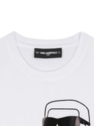 T-shirt per bambina Karl Lagerfeld bianca con stampa Ikon - Rubino Kids