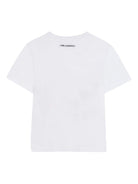 T-shirt per bambina Karl Lagerfeld bianca con stampa Ikon - Rubino Kids