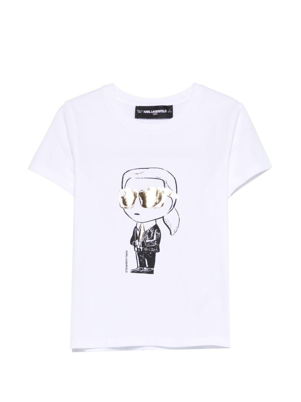 T-shirt per bambina Karl Lagerfeld Kids bianca con dettaglio grafico - Rubino Kids