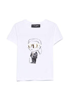 T-shirt per bambina Karl Lagerfeld Kids bianca con dettaglio grafico - Rubino Kids