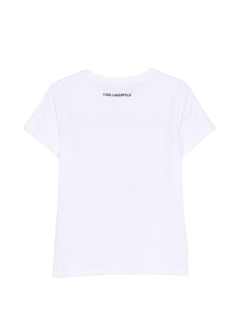 T-shirt per bambina Karl Lagerfeld Kids bianca con dettaglio grafico - Rubino Kids