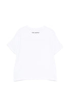 T-shirt per bambina Karl Lagerfeld Kids bianca con dettaglio in paillettes - Rubino Kids