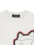 T-shirt per bambina Karl Lagerfeld Kids bianca con stampa Choupette - Rubino Kids
