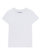 T-shirt per bambina Karl Lagerfeld Kids bianca con stampa Maison de Karl - Rubino Kids
