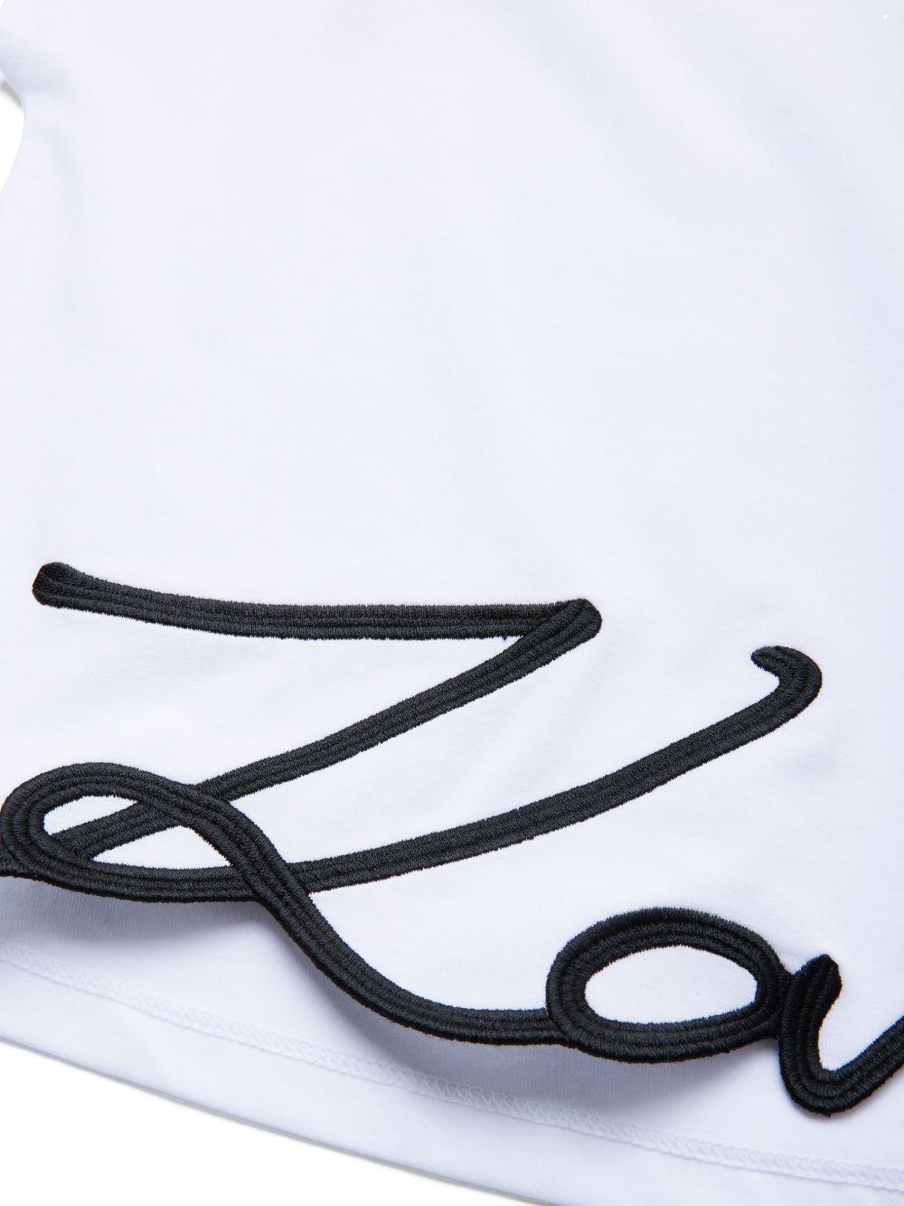 T-shirt per bambina Karl Lagerfeld Kids bianco con scritta sul davanti - Rubino Kids