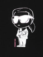 T-shirt per bambina Karl Lagerfeld Kids nera con dettaglio grafico - Rubino Kids