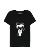 T-shirt per bambina Karl Lagerfeld Kids nera con dettaglio grafico - Rubino Kids