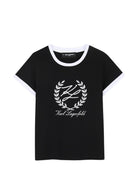 T-shirt per bambina Karl Lagerfeld Kids nera con logo sul davanti - Rubino Kids