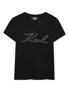 T-shirt per bambina Karl Lagerfeld Kids nero con strass - Rubino Kids