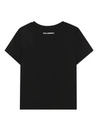 T-shirt per bambina Karl Lagerfeld nera con motivo Choupette con paillettes - Rubino Kids