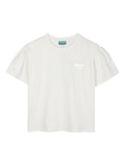 T-shirt per bambina Kenzo Kids bianco con maniche a palloncino - Rubino Kids