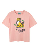 T-shirt per bambina Kenzo Kids rosa con stampa Tiger - Rubino Kids