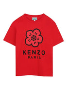 T-shirt per bambina Kenzo Kids rosso con stampa Flower - Rubino Kids