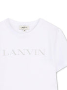 T-shirt per bambina Lanvin Enfant bianca con logo sul davanti - Rubino Kids
