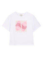 T-shirt per bambina Lanvin Enfant bianca con stampa sneakers rosa - Rubino Kids