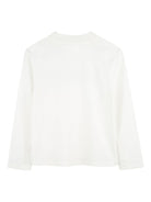 T-shirt per bambina Lanvin Enfant bianco a maniche lunghe con logo - Rubino Kids