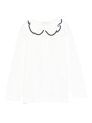 T-shirt per bambina Mariella Ferrari bianco con rifiniture blu