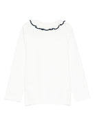 T-shirt per bambina Mariella Ferrari bianco con rifiniture blu - Rubino Kids