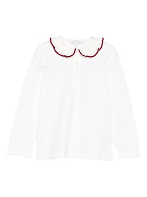 T-shirt per bambina Mariella Ferrari bianco con rifiniture bordeaux