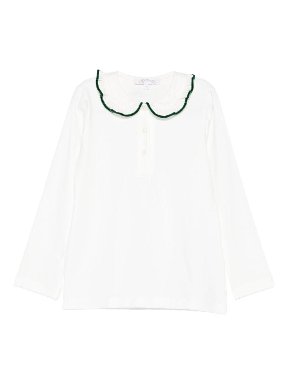 T-shirt per bambina Mariella Ferrari bianco con rifiniture verdi - Rubino Kids