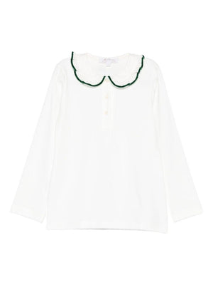 T-shirt per bambina Mariella Ferrari bianco con rifiniture verdi