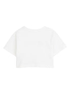 T-shirt per bambina Michael Kors Kids bianca con bottoni sulla spalla - Rubino Kids