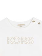 T-shirt per bambina Michael Kors Kids bianca con bottoni sulla spalla - Rubino Kids