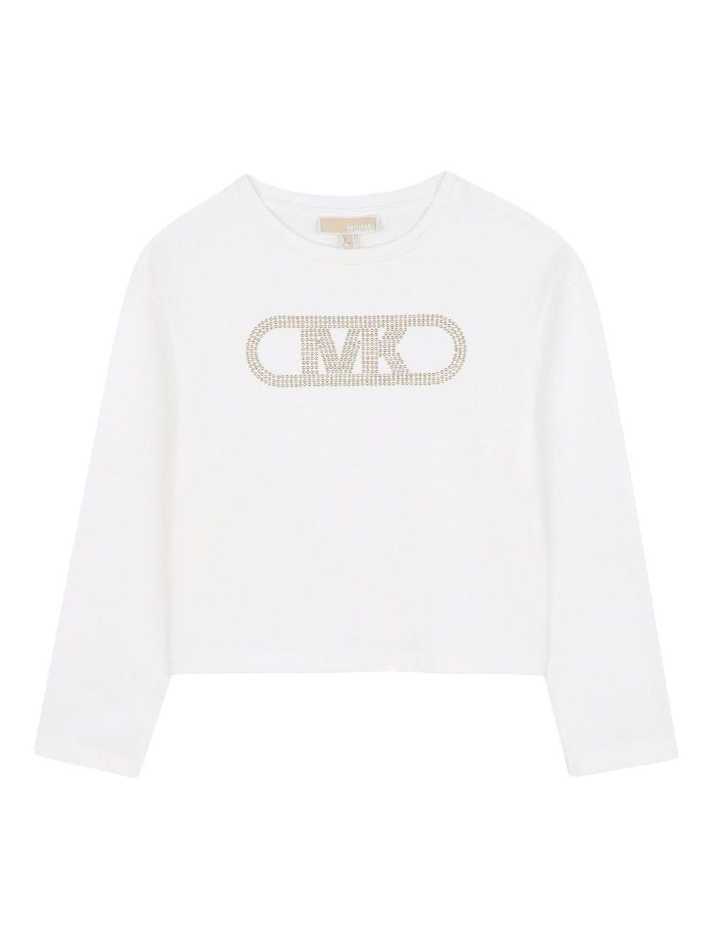 T-shirt per bambina Michael Kors Kids bianca con dettaglio logo - Rubino Kids