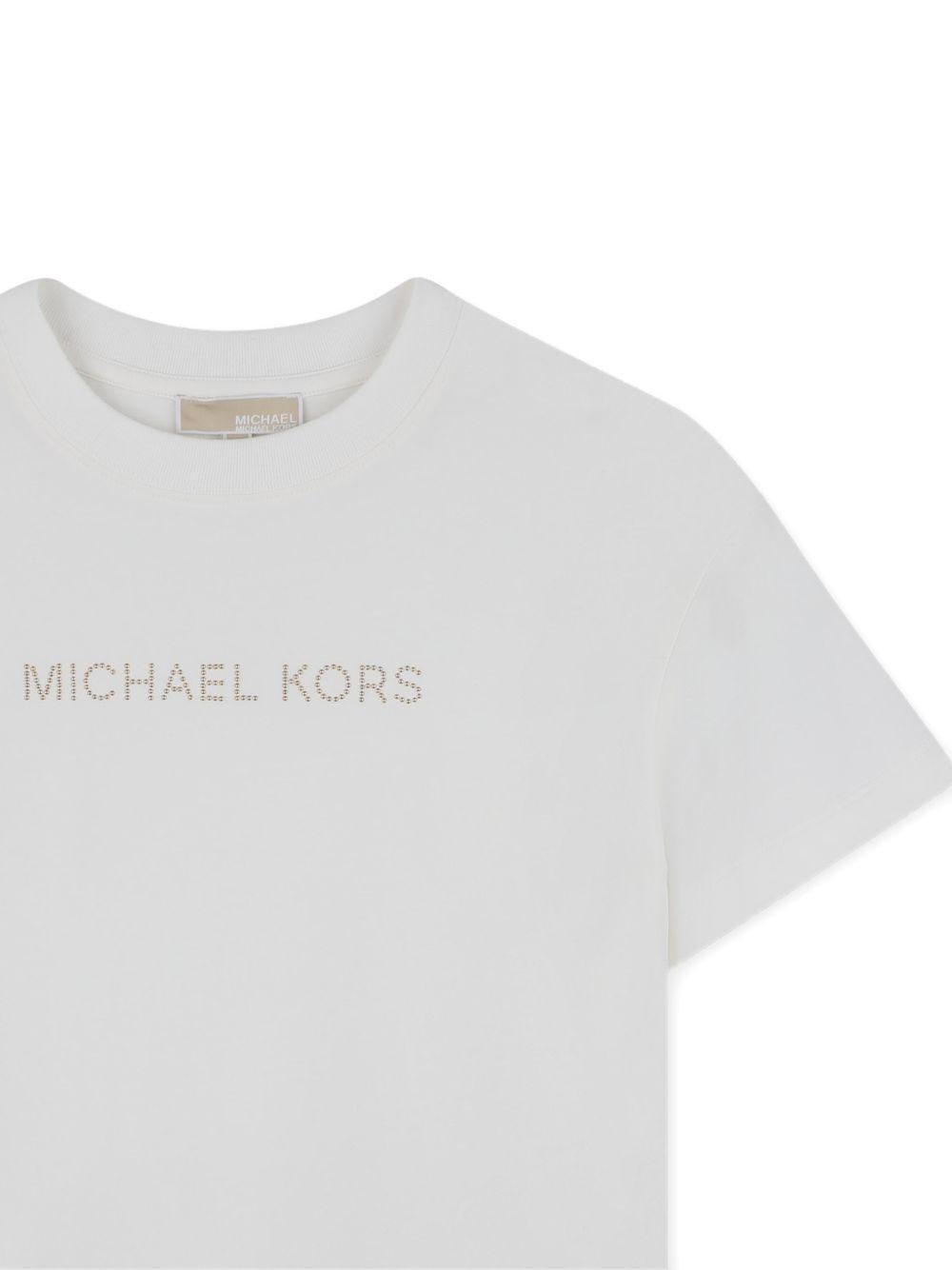 T-shirt per bambina Michael Kors Kids bianca con dettaglio logo - Rubino Kids