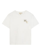 T-shirt per bambina Michael Kors Kids bianca con logo - Rubino Kids