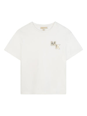 T-shirt per bambina Michael Kors Kids bianca con logo