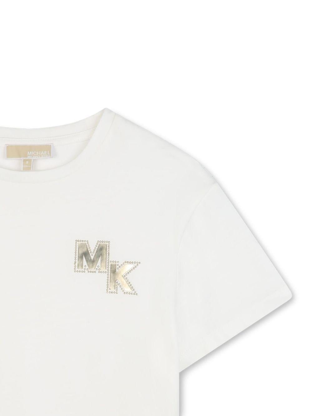 T-shirt per bambina Michael Kors Kids bianca con logo - Rubino Kids