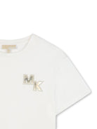 T-shirt per bambina Michael Kors Kids bianca con logo - Rubino Kids
