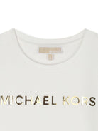T-shirt per bambina Michael Kors Kids bianco con logo dorato - Rubino Kids