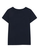 T-shirt per bambina Michael Kors Kids blu con logo dorato - Rubino Kids