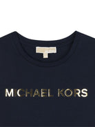 T-shirt per bambina Michael Kors Kids nero con logo dorato - Rubino Kids