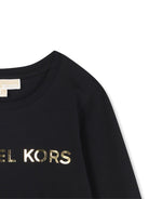 T-shirt per bambina Michael Kors Kids nero con logo sul davanti - Rubino Kids