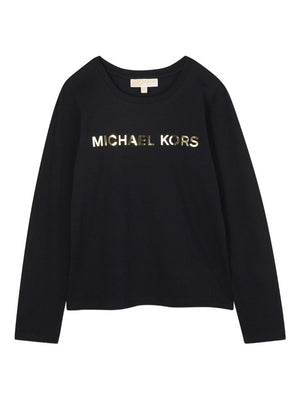 Michael Kors Kids Black Logo Front T-Shirt for Girls
