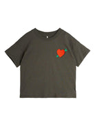 T-shirt per bambina Mini Rodini nero con applicazione a cuore - Rubino Kids