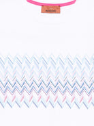 T-shirt per bambina Missoni Kids bianca con motivo a zigzag - Rubino Kids
